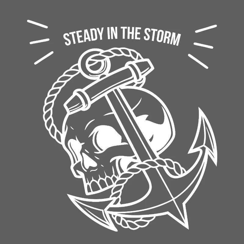 Anker mit Totenschädel "Steady in Storm"