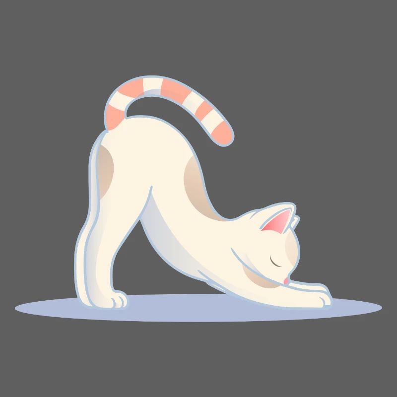chat mignon dans une pose d’étirement de yoga classique
