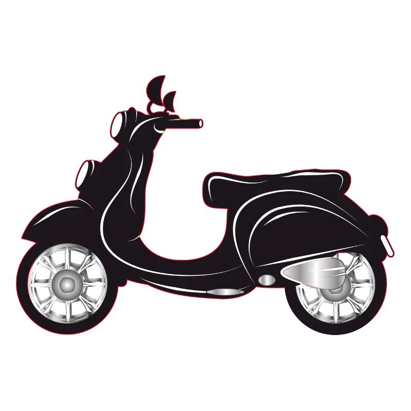 Ein schwarzer Motorroller mit farbigem Rand
