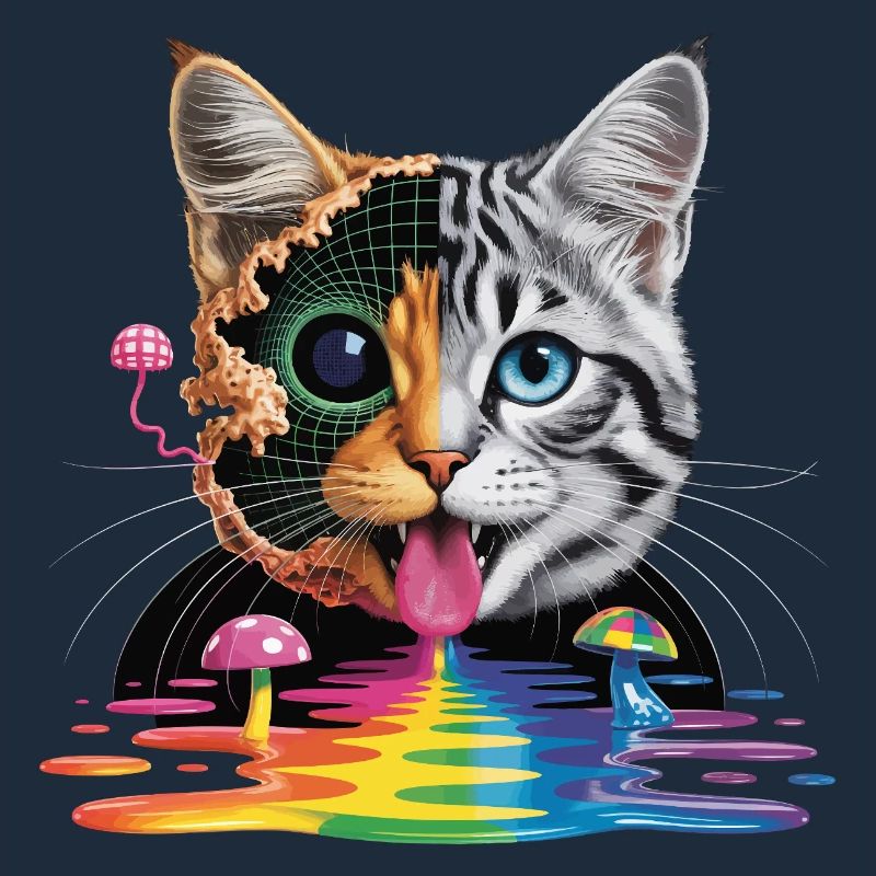 Conception surréaliste du chat à mi-glitch