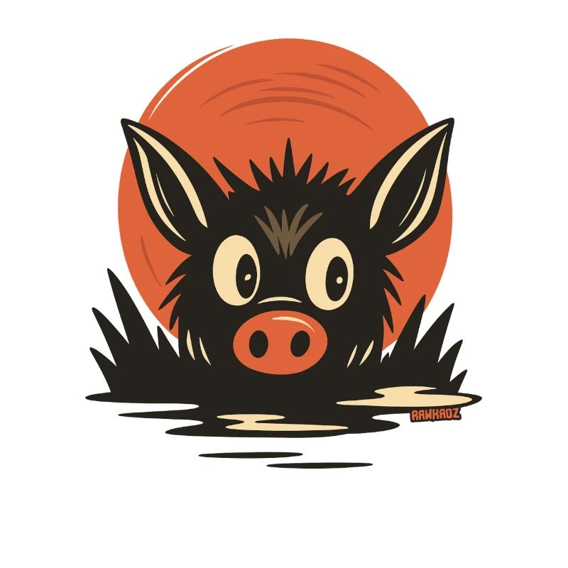 Dessin animé de cochons dans la boue