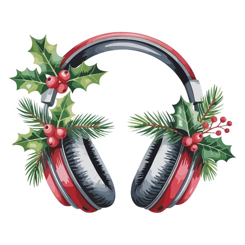 Weihnachtskopfhörer mit Tannengrün