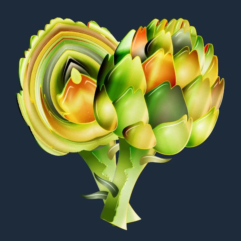 Illustration délicate d’artichauts dans des tons verts chauds