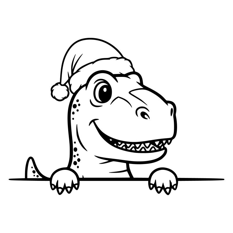 Dessin drôle de lignes de dinosaures de Noël