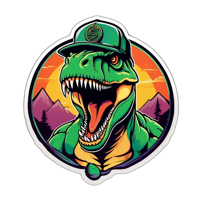 Dinosaure coucher de soleil casque