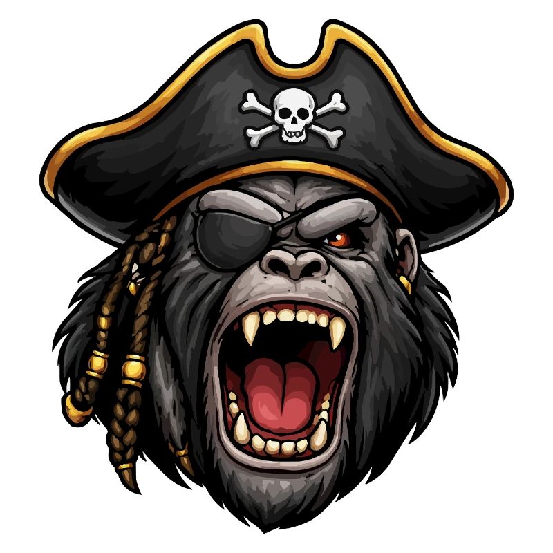 Pirate gorilla with eye patch