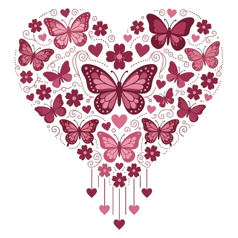 Cœur Papillon Fleuri Éclat
