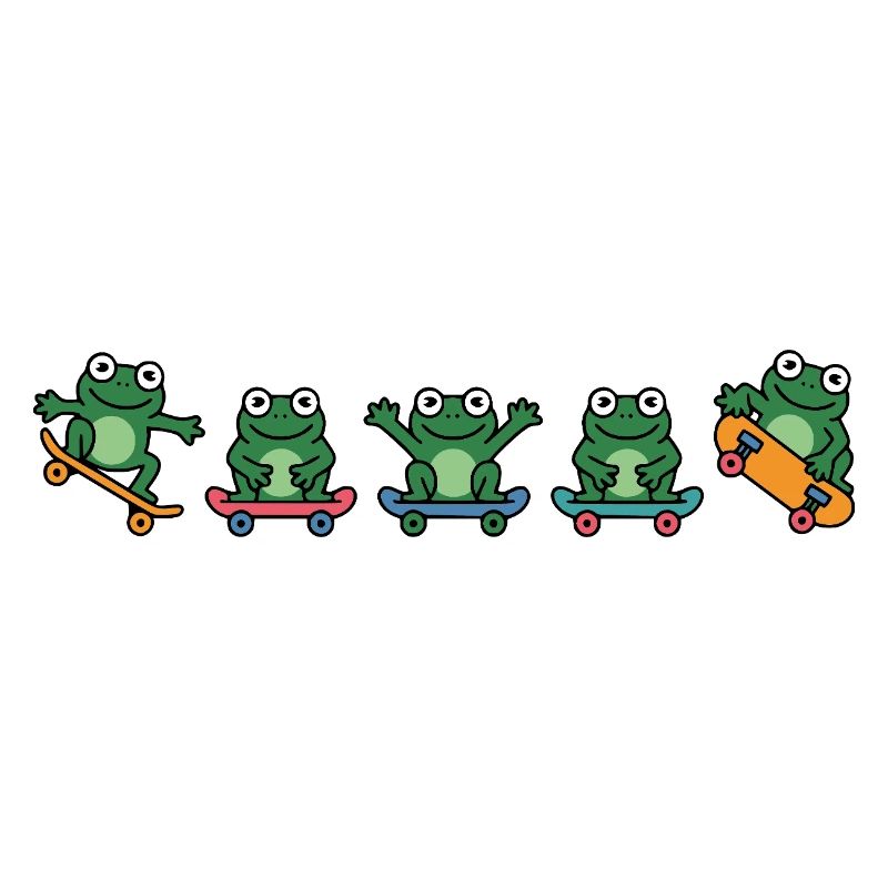 Rangée de grenouilles en skateboard
