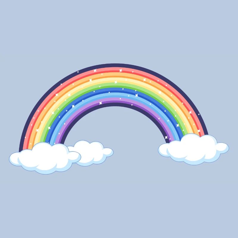 Lebendiger Regenbogen über den Wolken