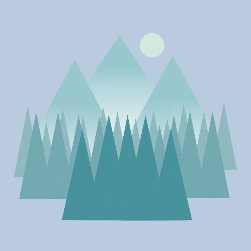 Astral mountain landscape in blue tones