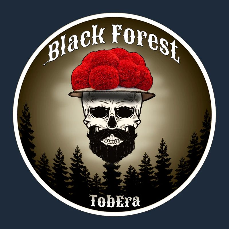Schwarzwald Skull mit roten Blüten