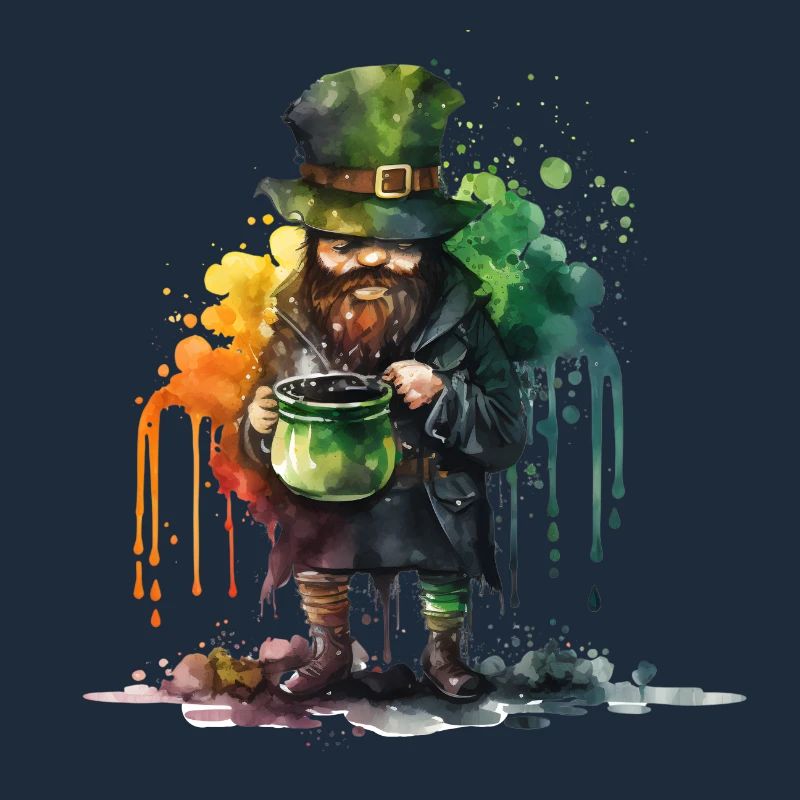 Leprechaun mit Topf und Wasserfarben