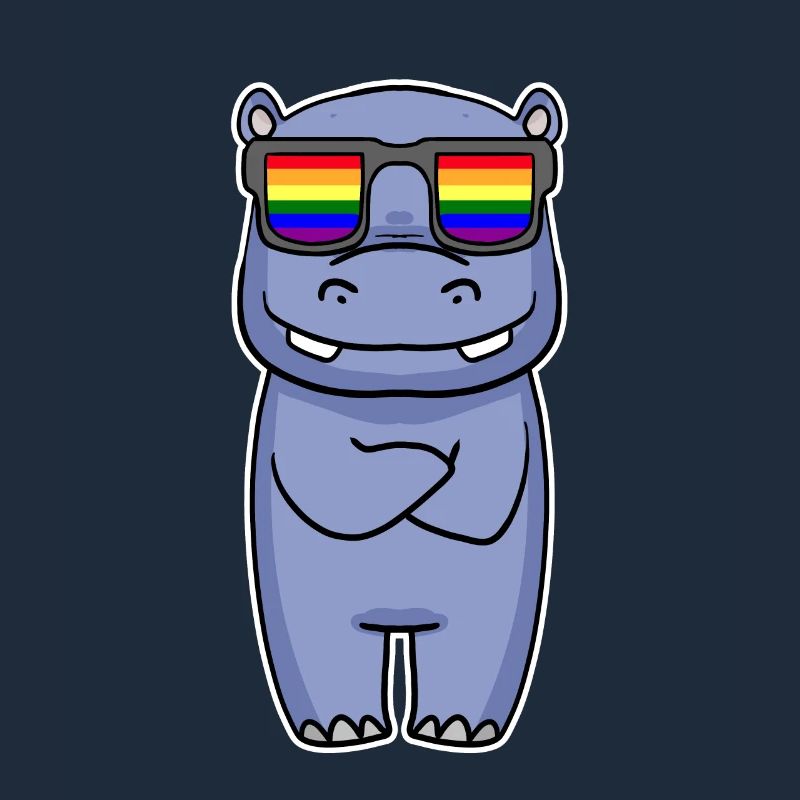 Regenbogen - Nilpferd mit Brille