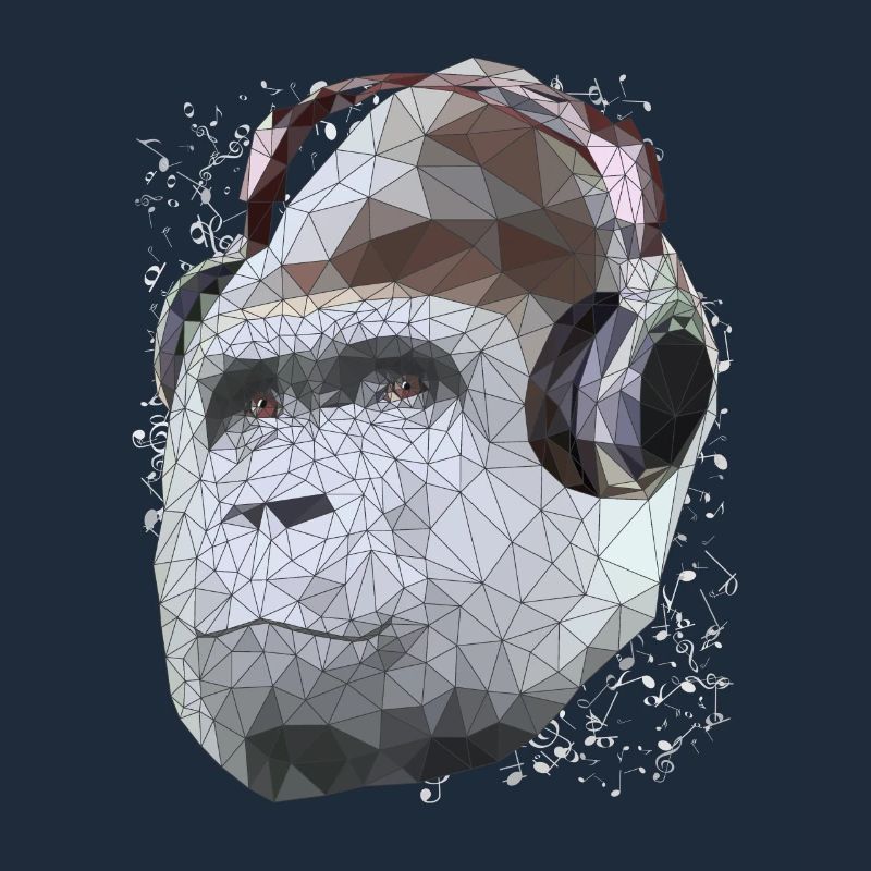 Gorilla mit Kopfhörern Low Poly Pop Art Kunst