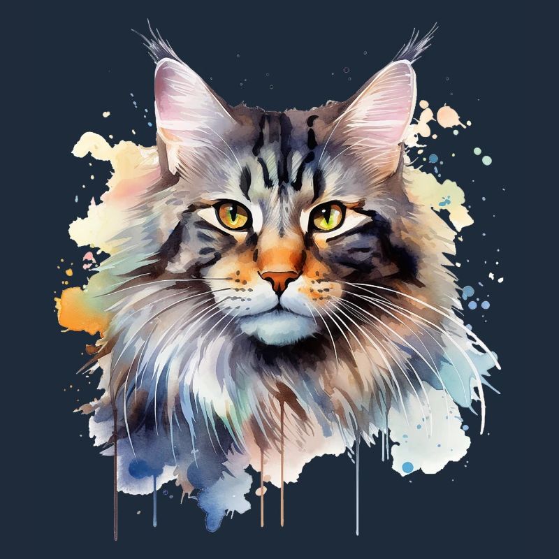 Maincoon aquarelle chat