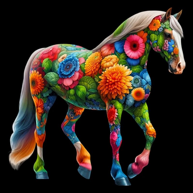 Cheval décoré de fleurs