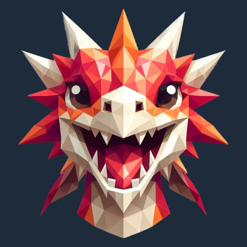 Ein lachender Drache im Polygon-Stil
