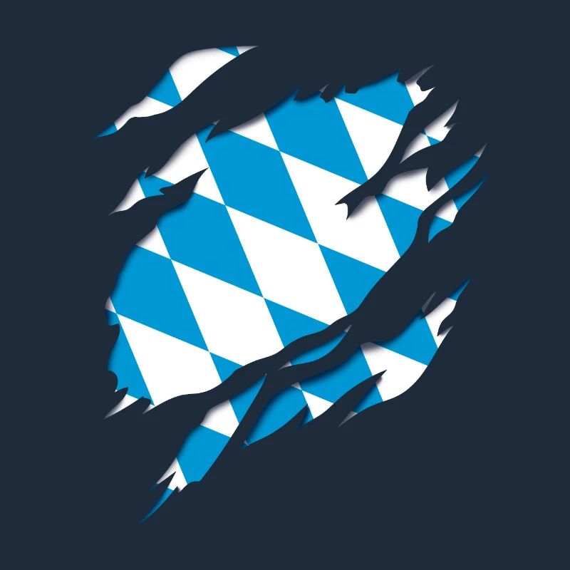 Drapeau et armoiries de la Bavière, effet de déchirure 3D.