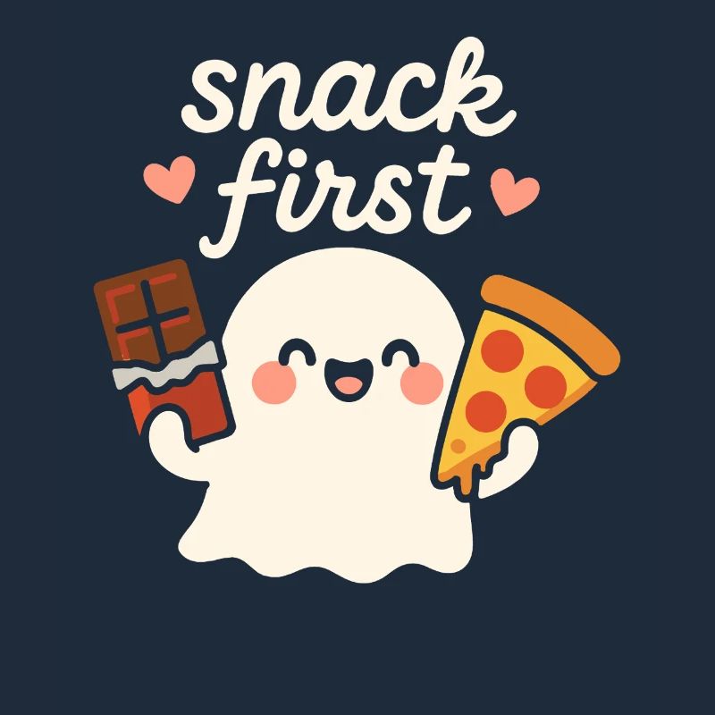 Snack First Funny Halloween Saying Cute Ghost