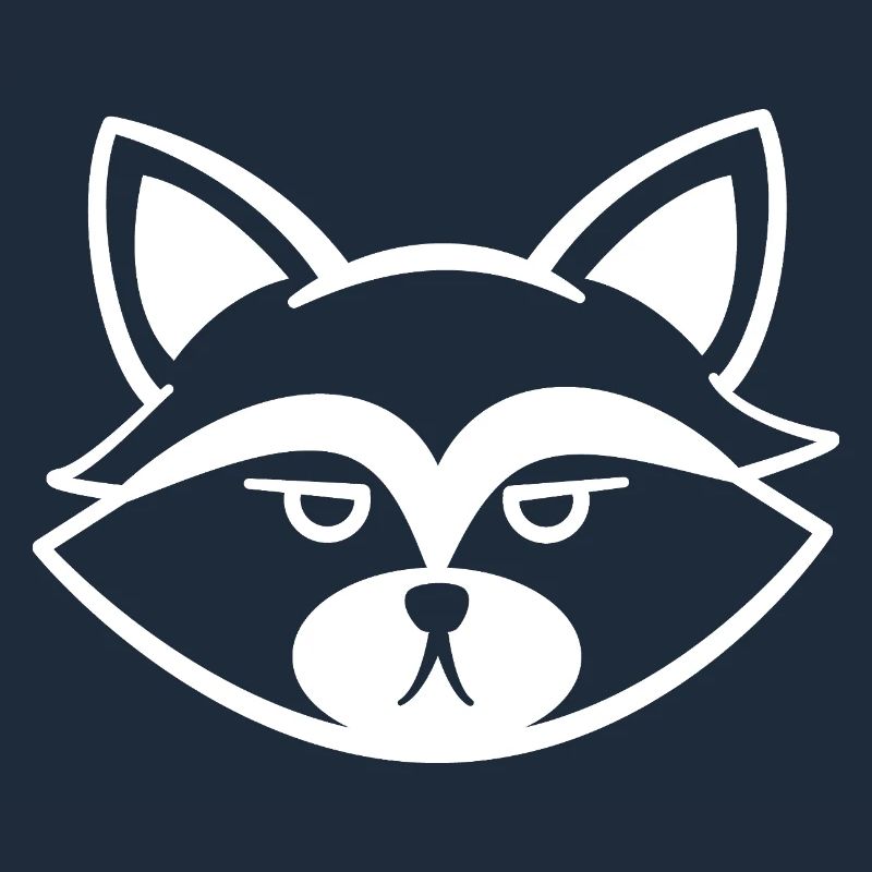 Grumpy raccoon face black and white