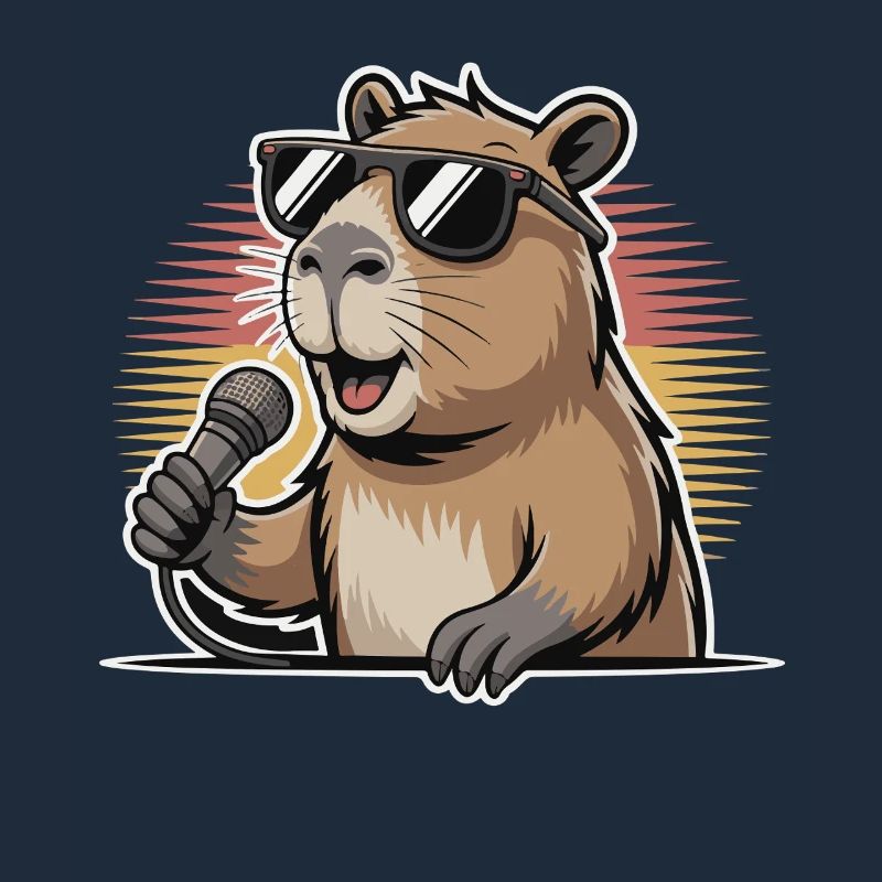 Sänger Capybara mit Sonnenbrille