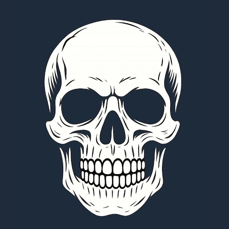 Minimalist Black Linear Skull