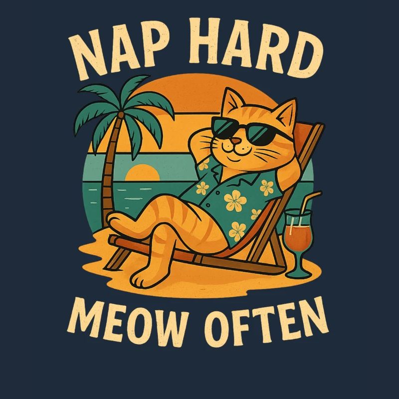 Chat fait une sieste de plage difficile souvent
