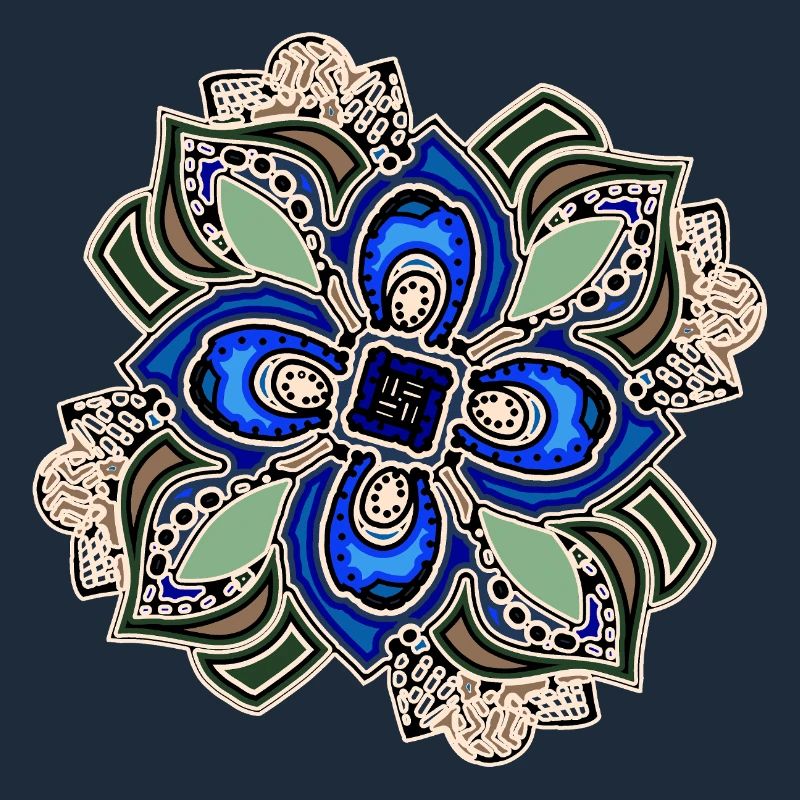 Blaugrüne extravagante Mandala-Blume