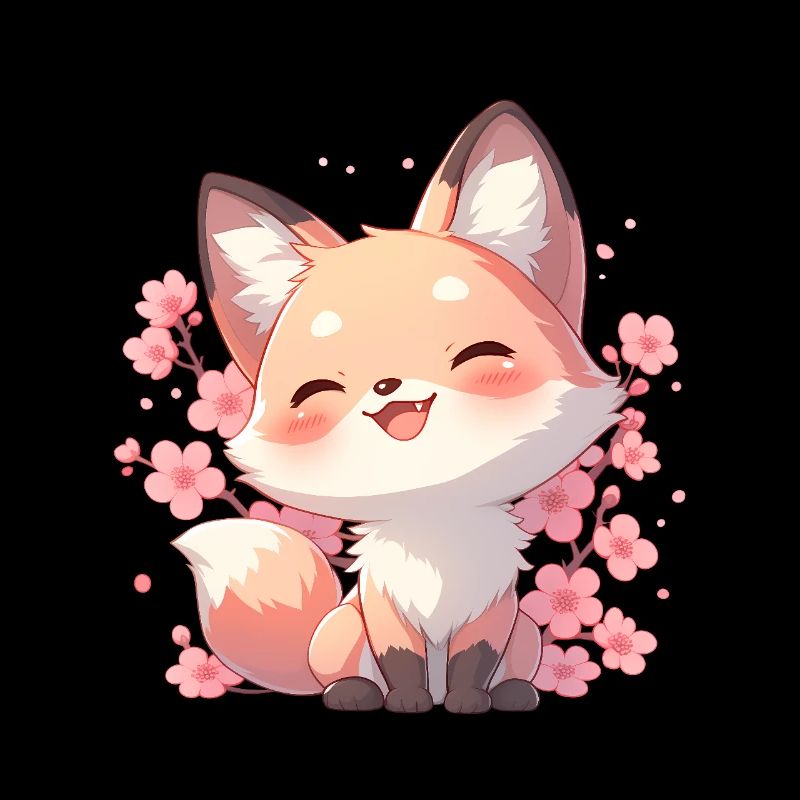 Kawaii Fox Sakura - Japan Style Chibi Design