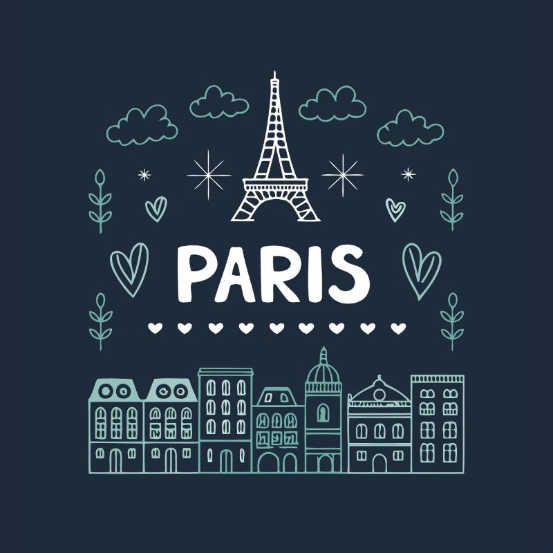 Doodle Paris Tour Eiffel Cœurs