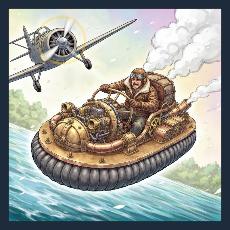 Steampunk-Luftboot-Flussjagd