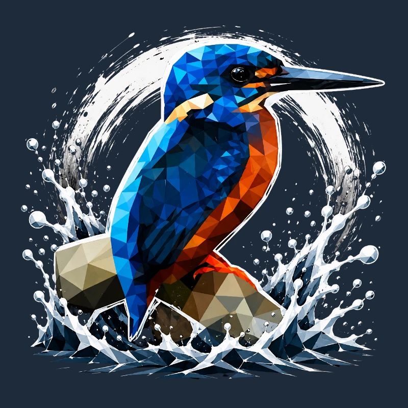 Conception d’oiseau martin-pêcheur low poly