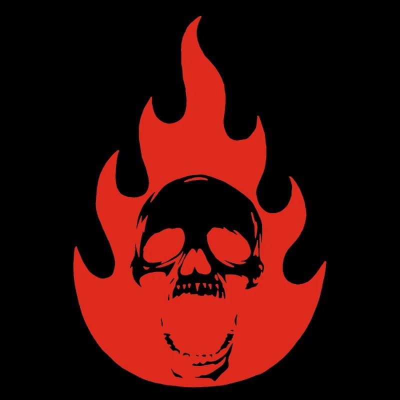 Skull and red flame