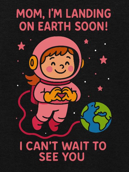 Mor Jeg lander snart Baby Girl Space Meddelelse