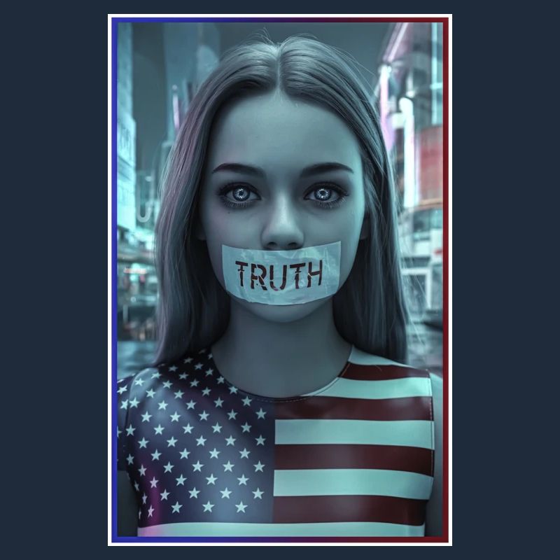 Conception du visage avec la bouche de vérité dans le drapeau américain