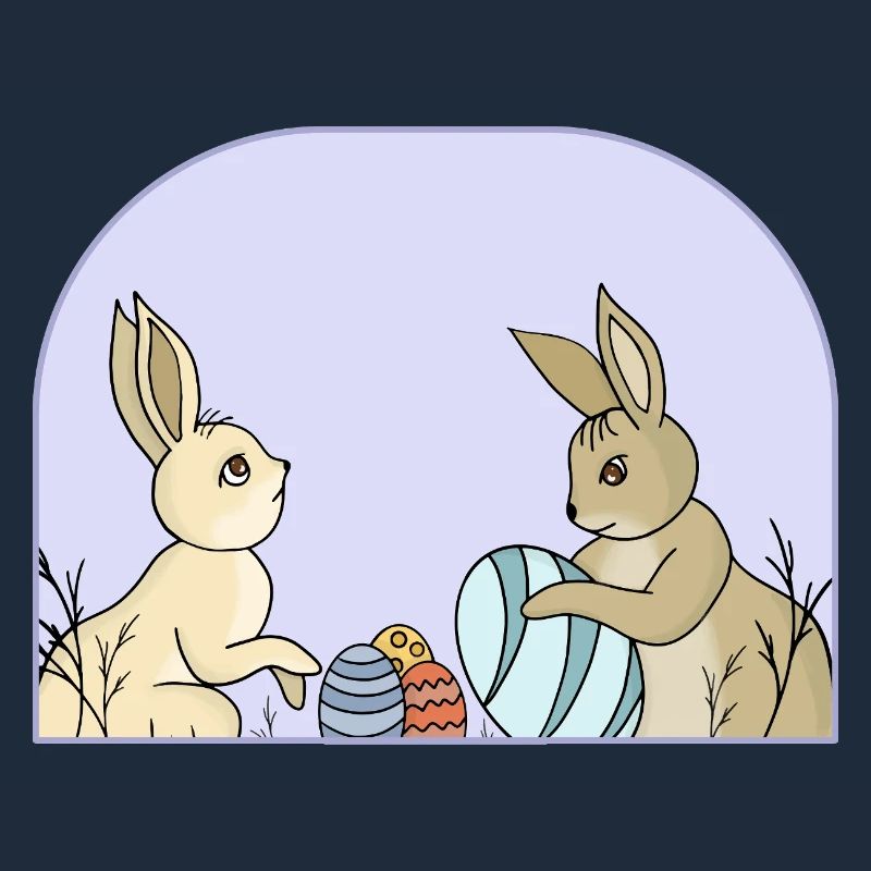 Lapins mignons avec des œufs