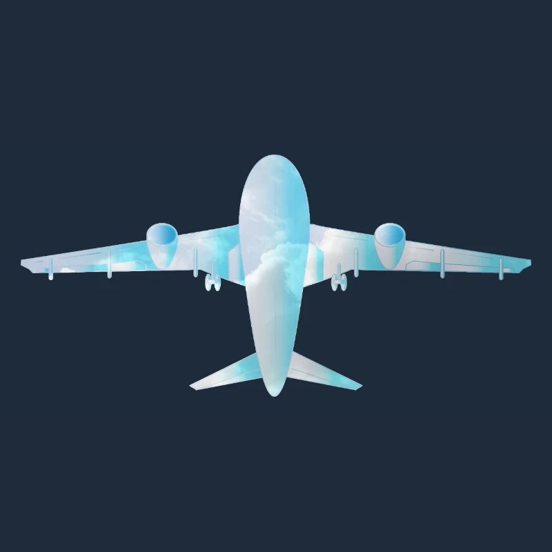Passenger plane with cloud pattern