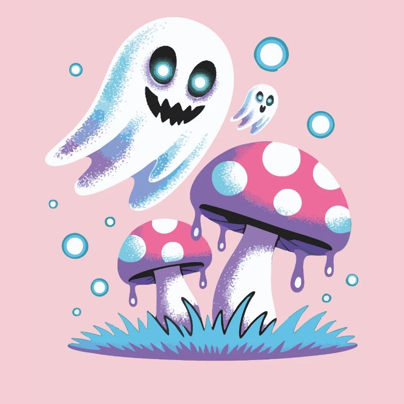 Neon style ghost mushrooms