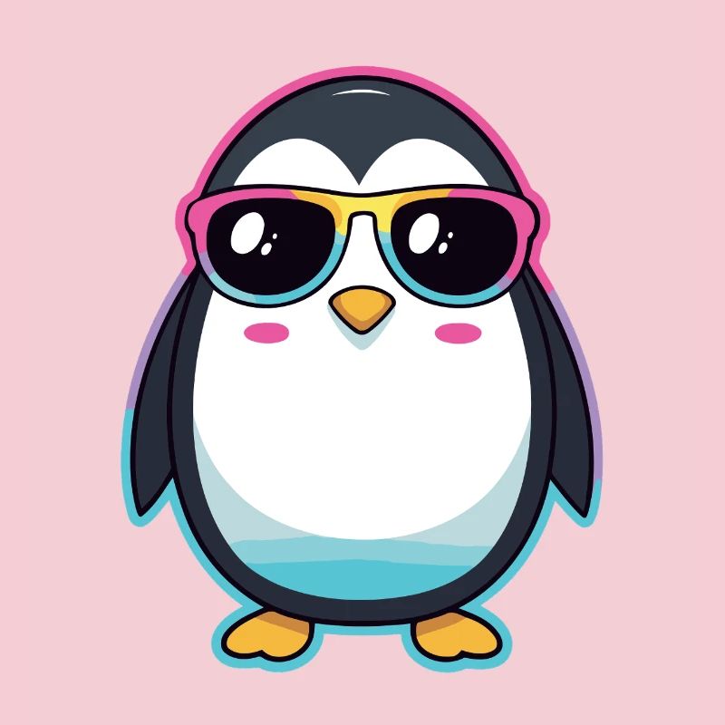 Chic Penguin in Rainbow Glasses