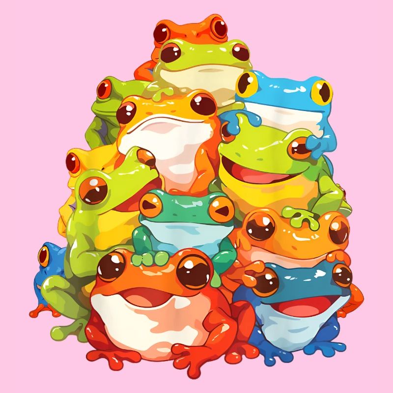 Illustration d’ensemble de grenouilles colorées