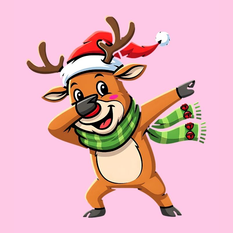 Dessin animé de dab de noël avec le renne en pose Dab