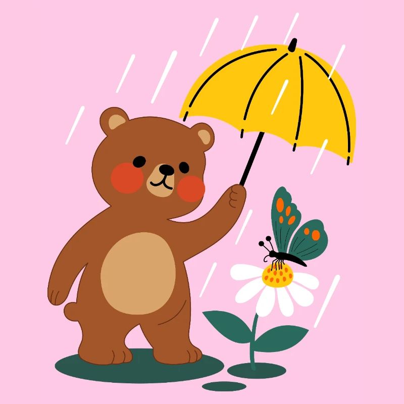  Bär mit regenschirm