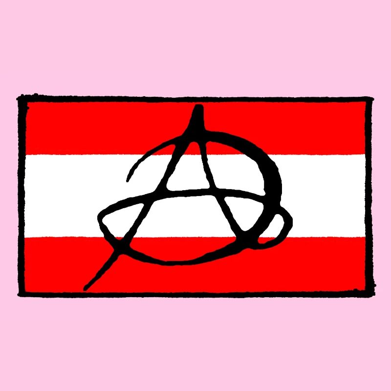 Anarchy icon on red background