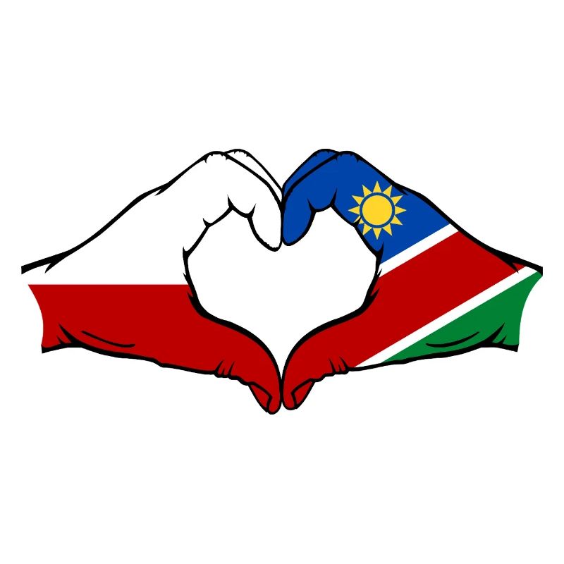 Poland Namibia flag hands heart shape