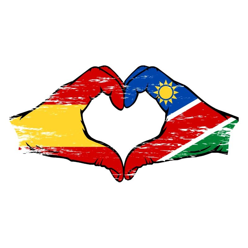 Spain Namibia Flag Hands Heart Shape Used