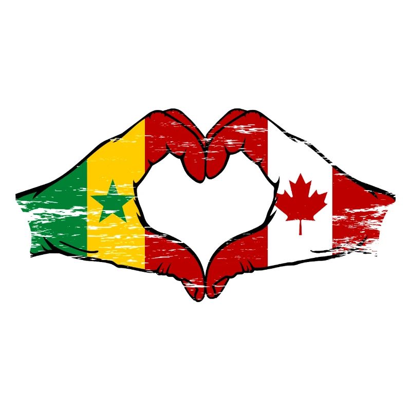 Sénégal Canada Drapeau Mains Coeur Forme