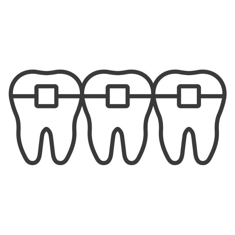 Braces Line Icon – Orthodontic Teeth Alignment Sym