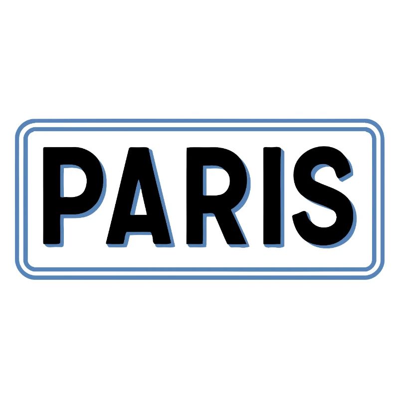 Paris in Linear Blue Silhouette