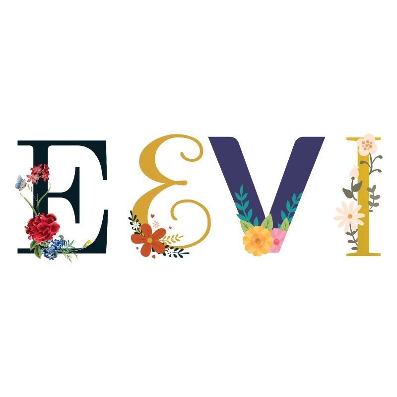 Nom EEVI décoré de fleurs