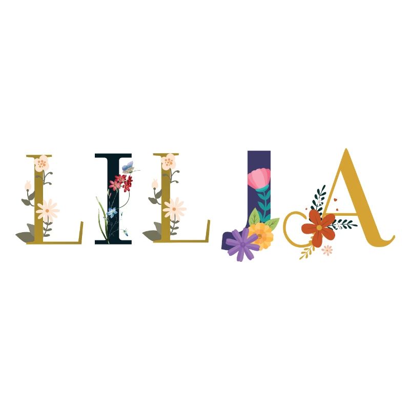 Le nom de LILJA décoré de fleurs